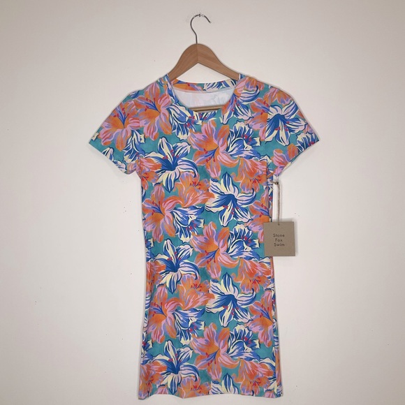 Stone Fox Mini Dress Women’s Size Small Swim Bambi Baby Tee Dress Tropical Lily - Picture 9 of 9